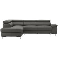 ECKSOFA in Echtleder Anthrazit  - Chromfarben/Anthrazit, Design, Leder/Metall (213/268cm) - Stylife