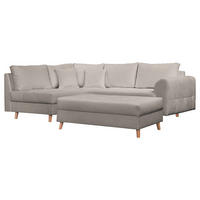 ECKSOFA inkl. Hocker Bouclé Grau  - Naturfarben/Grau, Design, Holz/Textil (161/231cm) - P & B
