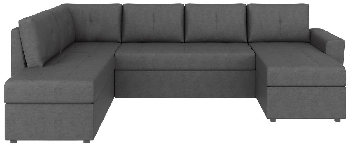 WOHNLANDSCHAFT TERMOLI Grau Jacquard  - Schwarz/Grau, Design, Kunststoff/Textil (212/297/155cm) - MID.YOU