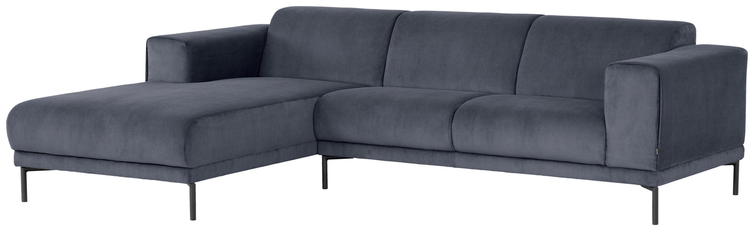 ECKSOFA Graublau Cord  - Graublau/Schwarz, Design, Textil/Metall (262/183cm) - MID.YOU