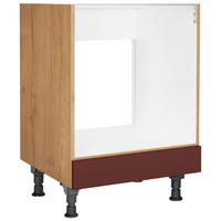 HERDUMBAUSCHRANK 60,0/87,0/56,0 cm  in Rot, Eichefarben  - Eichefarben/Rot, MODERN, Holzwerkstoff (60,0/87,0/56,0cm) - Nobilia