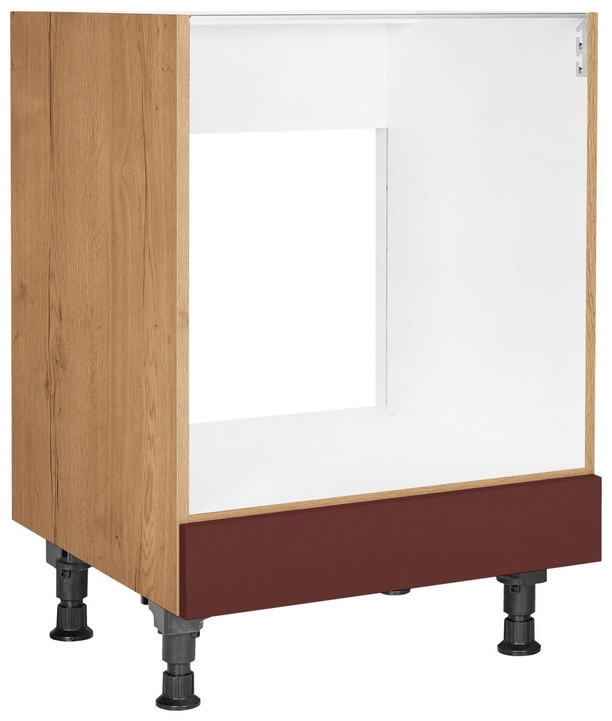 HERDUMBAUSCHRANK 60,0/87,0/56,0 cm  in Rot, Eichefarben  - Eichefarben/Rot, MODERN, Holzwerkstoff (60,0/87,0/56,0cm) - Nobilia