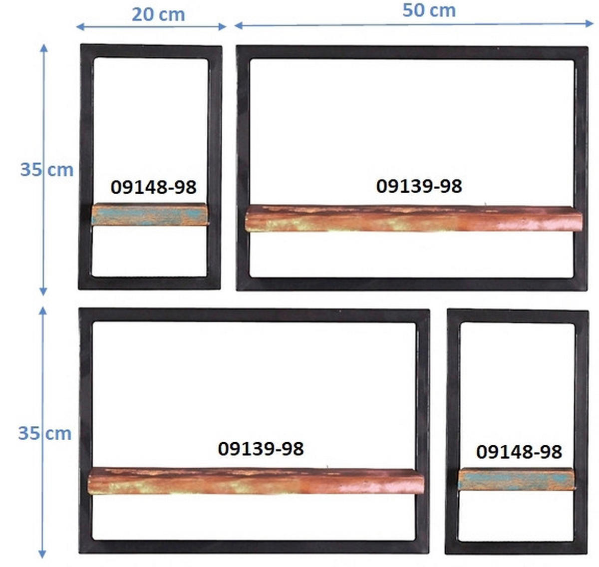 WANDREGALSET 75/75/25 cm  - Multicolor/Schwarz, Design, Holz/Metall (75/75/25cm) - MID.YOU