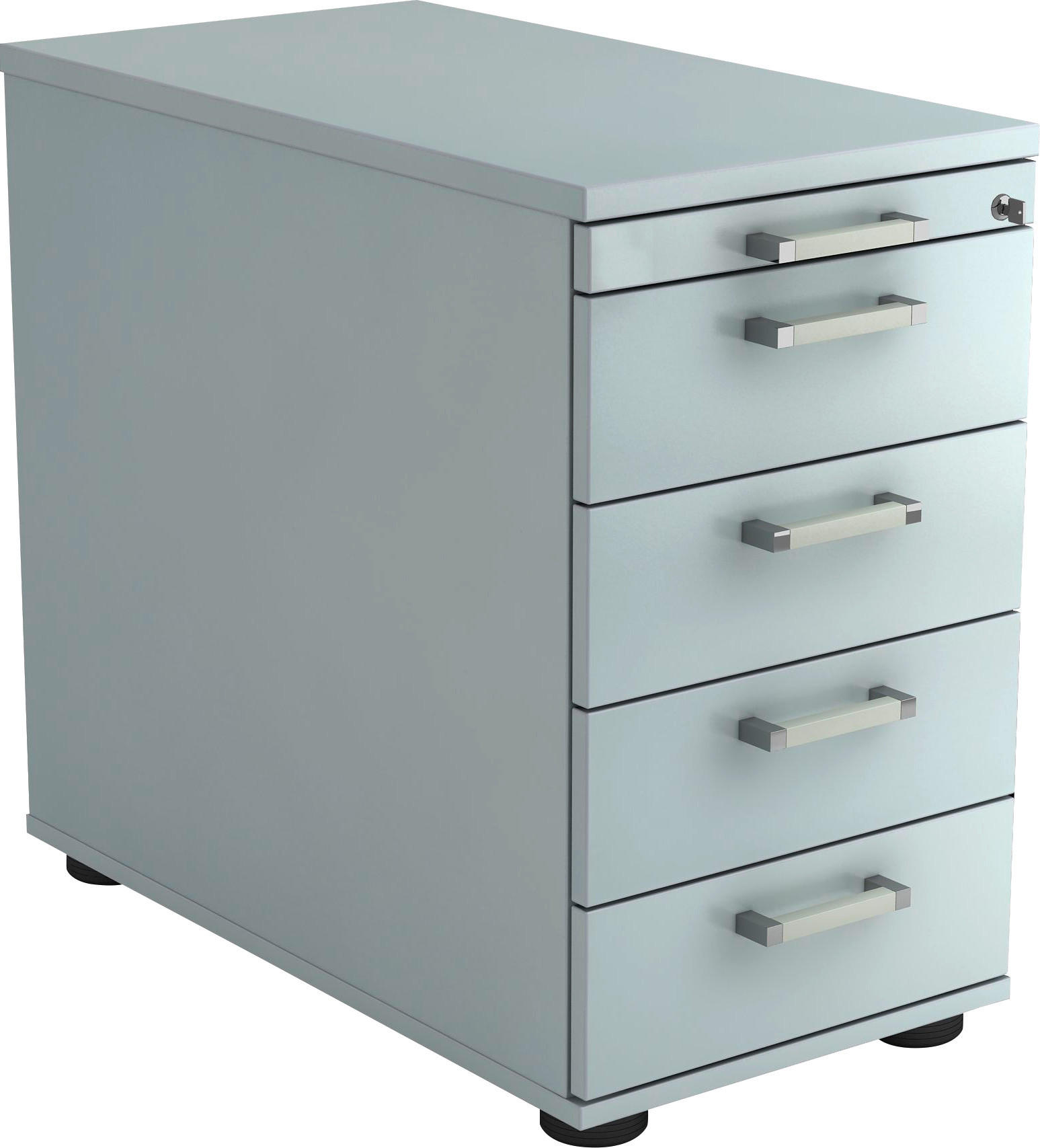 ANSTELLCONTAINER Grau  - Chromfarben/Schwarz, KONVENTIONELL, Holzwerkstoff/Kunststoff (42,8/72-76/80cm) - Venda