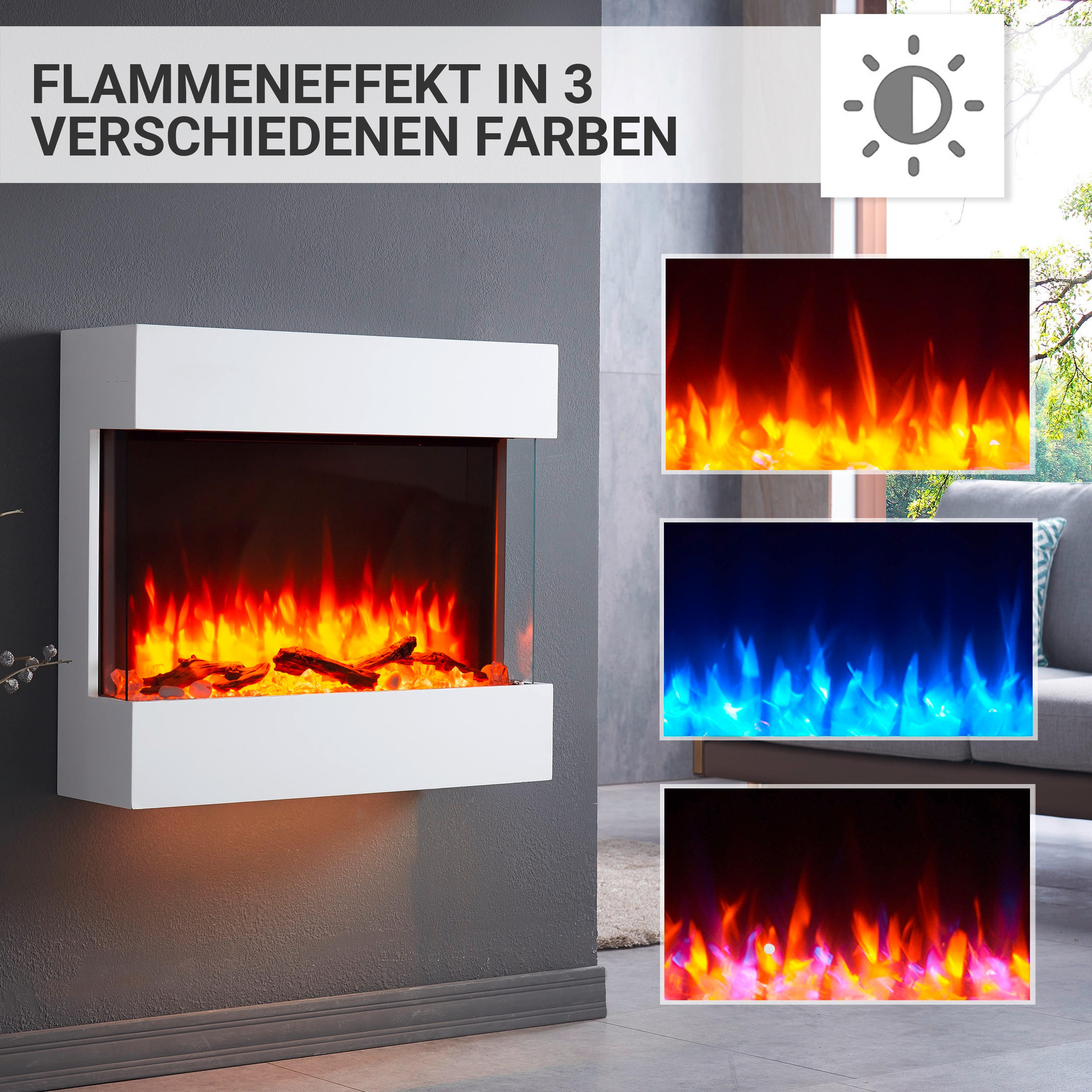 ELEKTROKAMIN - Weiß, Basics, Holzwerkstoff/Metall (73/64/20cm)