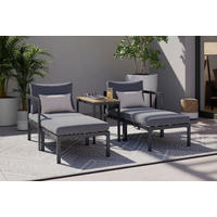 LOUNGEGARNITUR 5-teilig   66/64/65.5 cm Stahl  - Dunkelgrau/Naturfarben, MODERN, Kunststoff/Textil (66/64/65.5cm) - Ambia Garden