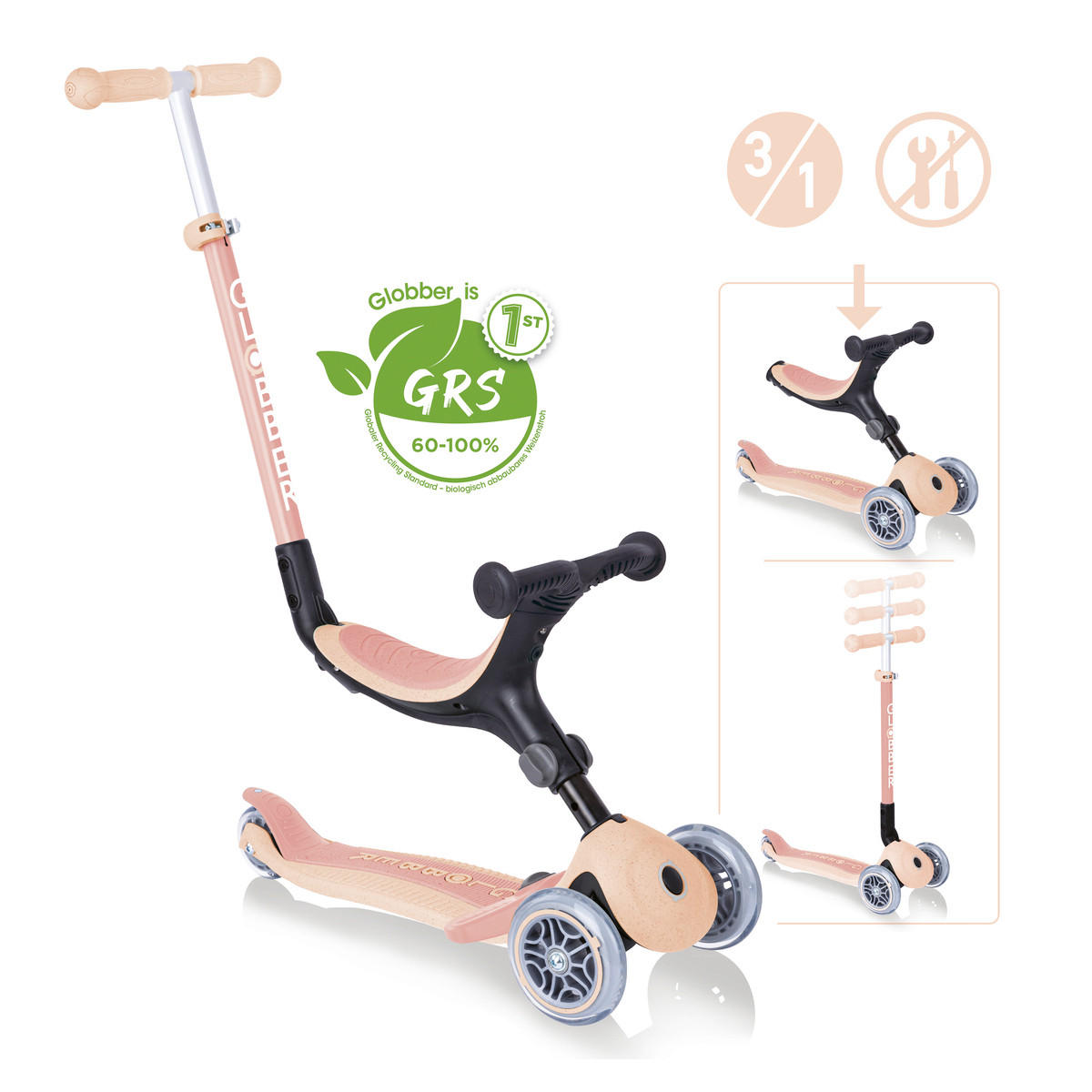 LAUFRAD GO-UP FOLDABLE PLUS ECO 3IN1  - Orange, LIFESTYLE (73/28/89cm) - GLOBBER