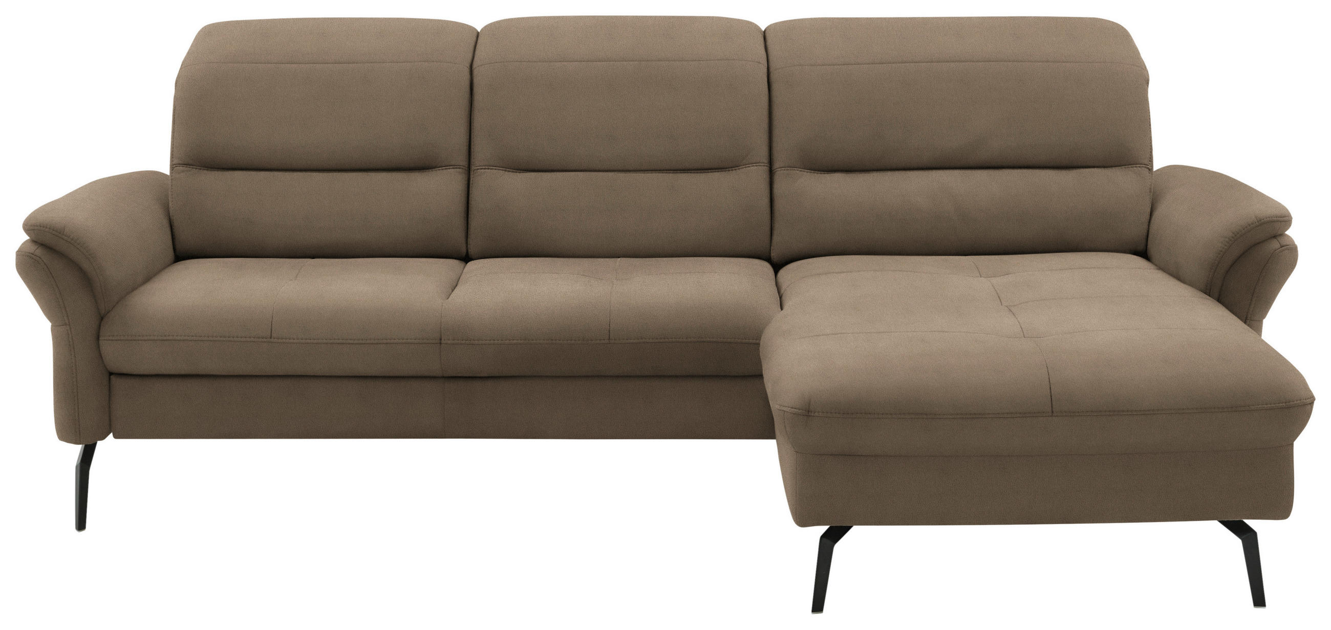 ECKSOFA in Flachgewebe Greige  - Greige/Schwarz, Konventionell, Textil/Metall (260/181cm) - Beldomo Speed