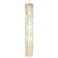 HÄNGELEUCHTE 696123 Capiz 30/200 cm   - Naturfarben/Weiß, Design, Holz (30/200cm) - Näve