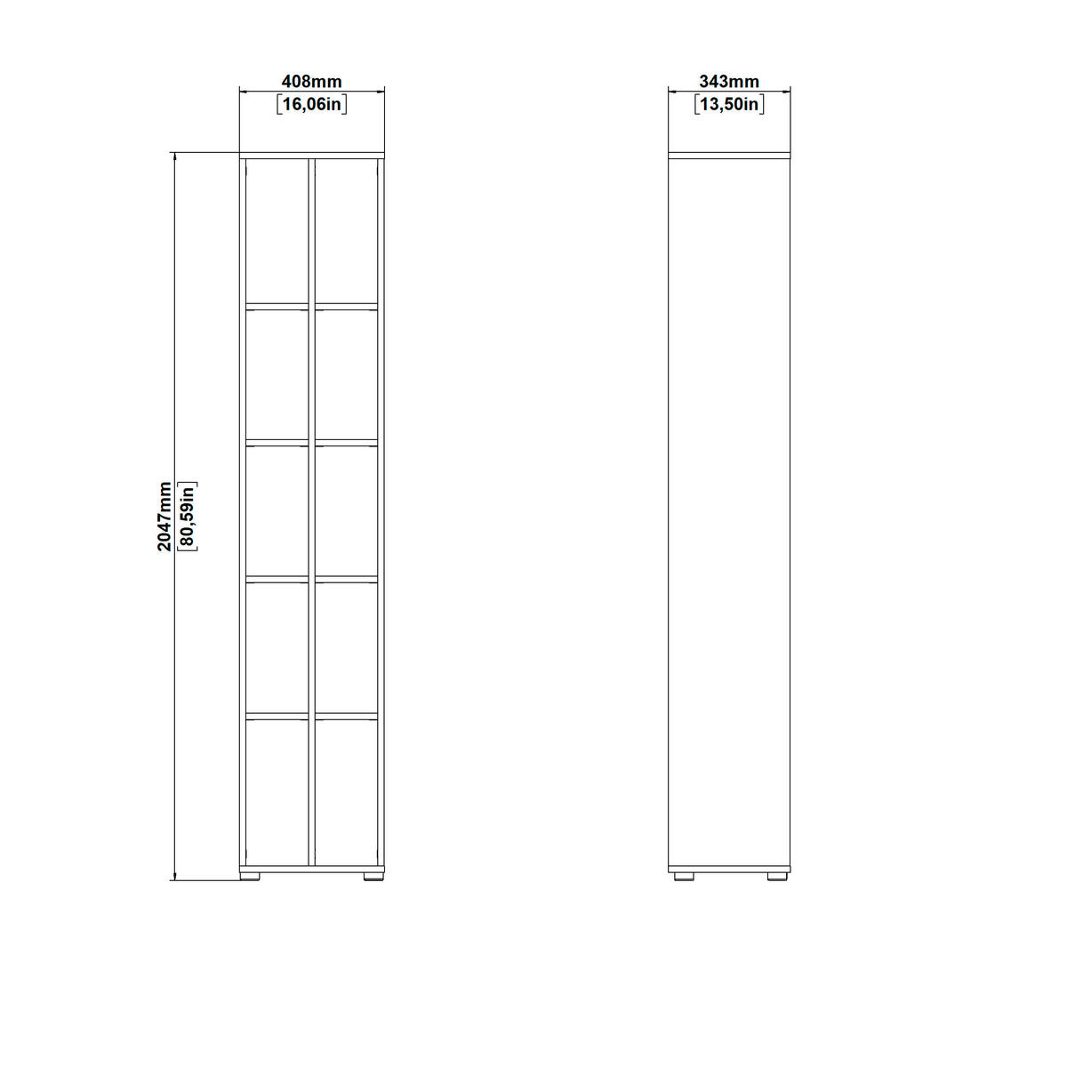 REGAL 40,8/204,7/34,3 cm bela, barve hrasta  - barve hrasta/bela, Moderno, leseni material (40,8/204,7/34,3cm) - MID.YOU