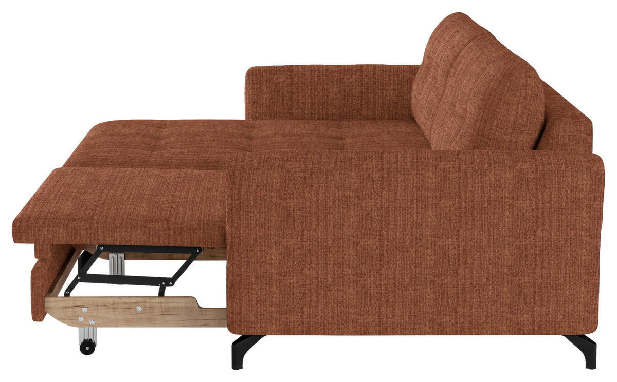 ECKSOFA in Flachgewebe, Leinenoptik Cognac  - Cognac/Schwarz, Design, Textil/Metall (170/242cm) - Xora