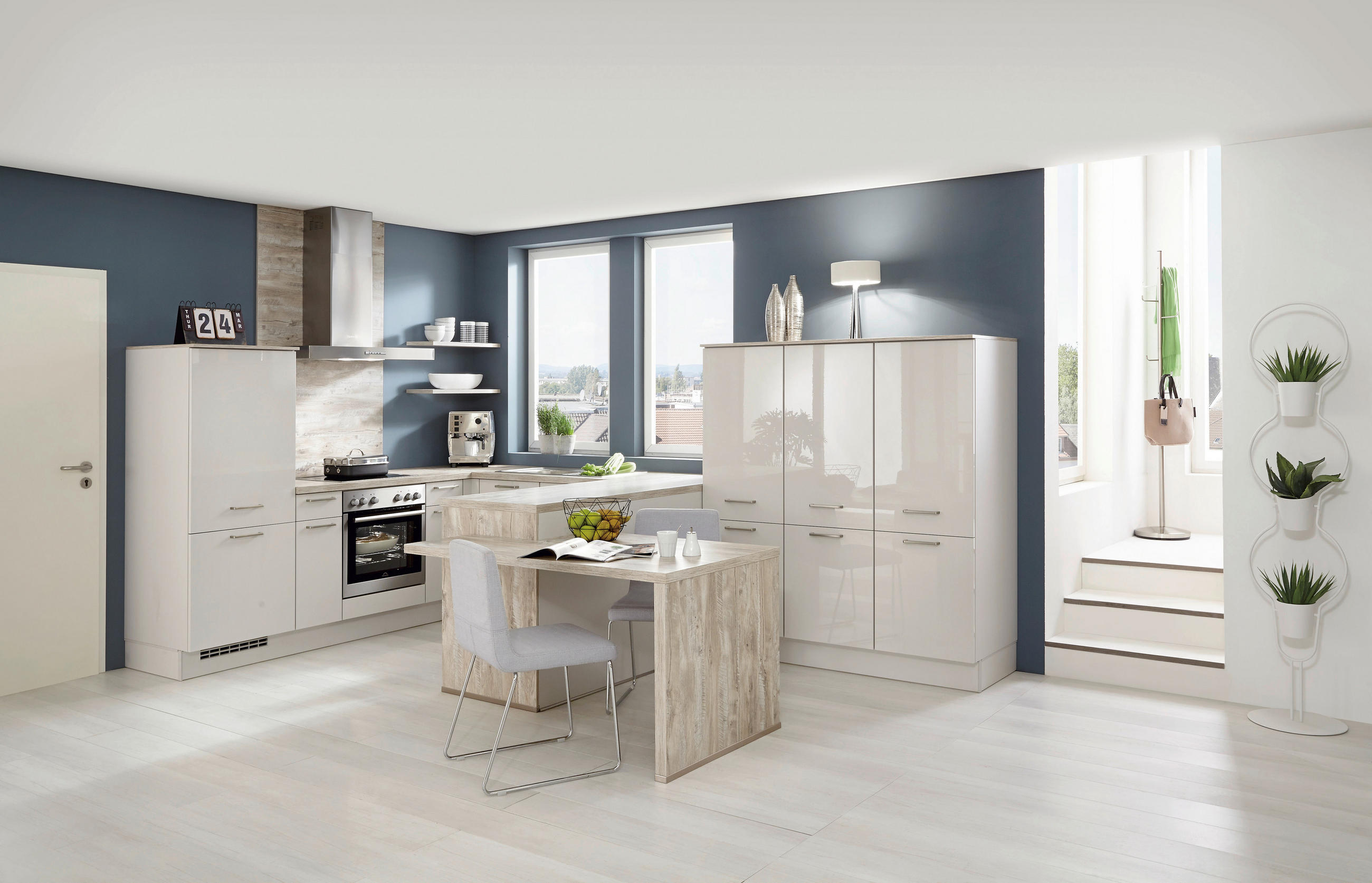 EINBAUKÜCHE FLASH  - Hellgrau, Design, Holzwerkstoff - Nobilia