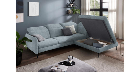 ECKSOFA in Flachgewebe Hellblau 299-313/233 cm - Schwarz/Hellblau, Design, Textil/Metall (299-313/233cm) - Dieter Knoll