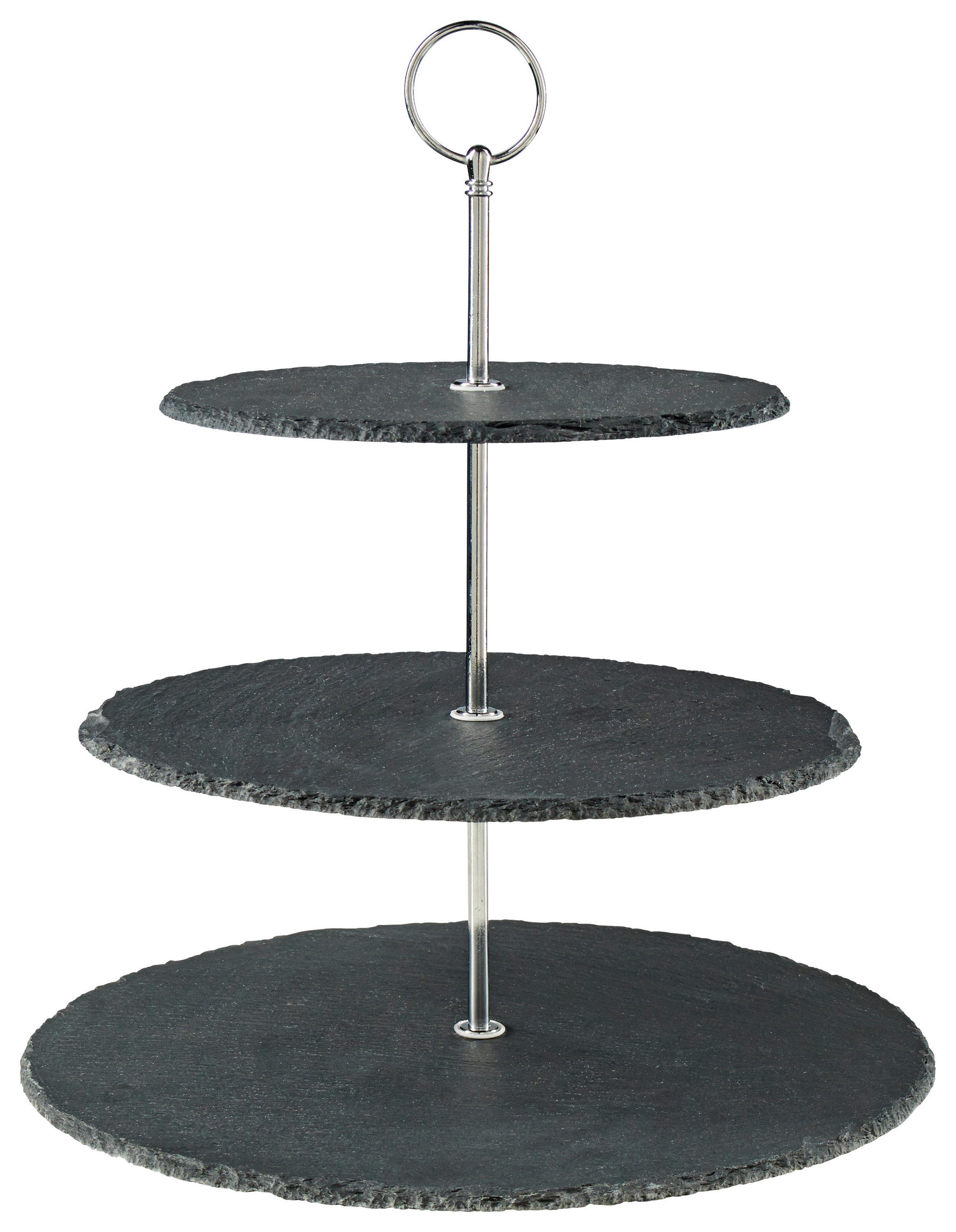 POSCHODOVÝ STOJAN - čierna/strieborná, Konventionell, kov/kameň (30/34cm) - Ambia Home