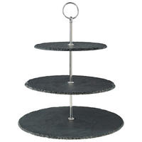 SÜTEMÉNYES ÁLLVÁNY 3 emeletes - ezüst/fekete, Konventionell, kő/fém (30/34cm) - Ambia Home