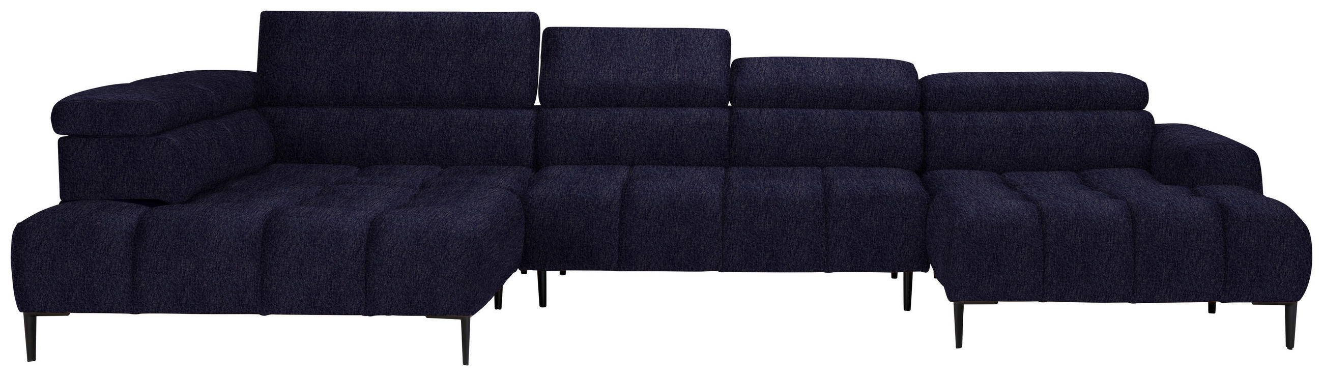 WOHNLANDSCHAFT in Samt, Webstoff Schwarz  - Schwarz, Design, Textil/Metall (216/385/177cm) - Welnova