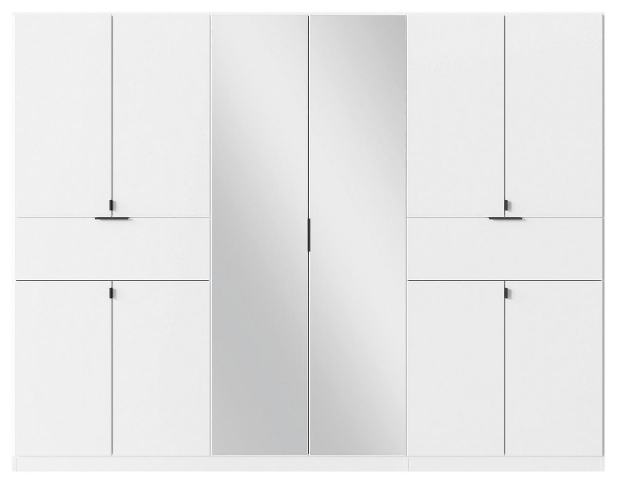 DREHTÜRENSCHRANK in Silberfarben, Weiss  - Weiss/Silberfarben, Modern, Holzwerkstoff/Metall (271/210/54cm) - Rauch Möbel