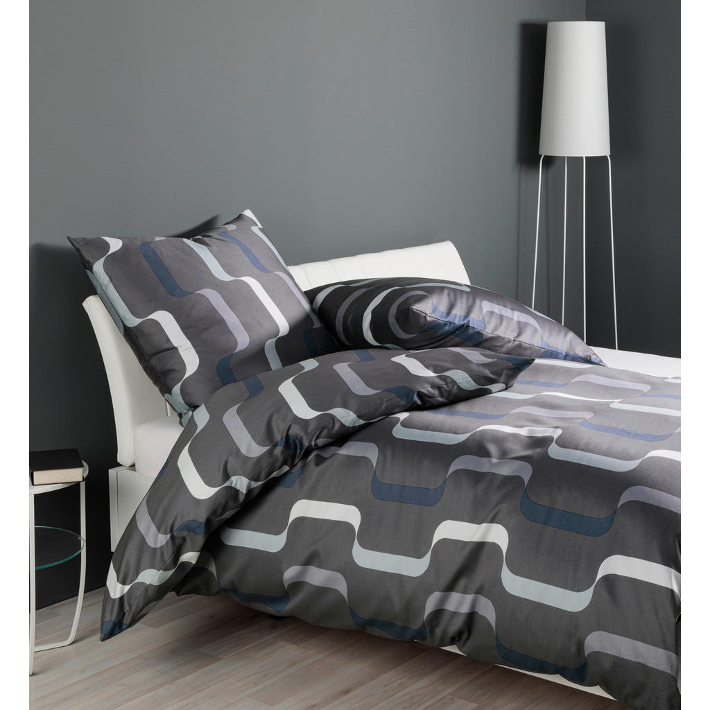 Thumbnail - Janine Bettwäsche, Anthrazit, Textil, Graphik, 240x220 cm, Schlaftextilien, Bettwäsche, Bettwäsche, Satin-Bettwäsche