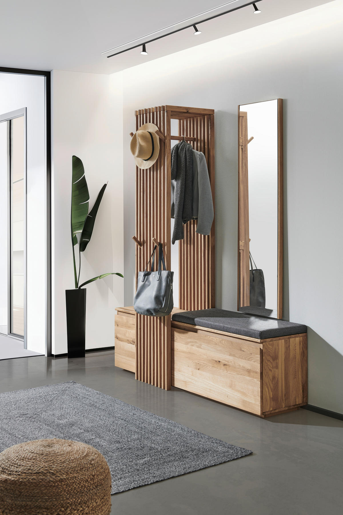 ELŐSZOBAFAL - tölgyfa színű, Natur, Üveg/textil (157/195/51cm) - Linea Natura