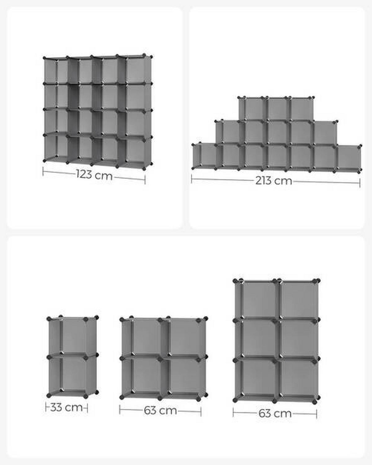 KOMBINÁCIA REGÁLOV, sivá, železo, 153/153/31 cm - čierna/sivá, Basics, kov/plast (153/153/31cm) - Boxxx
