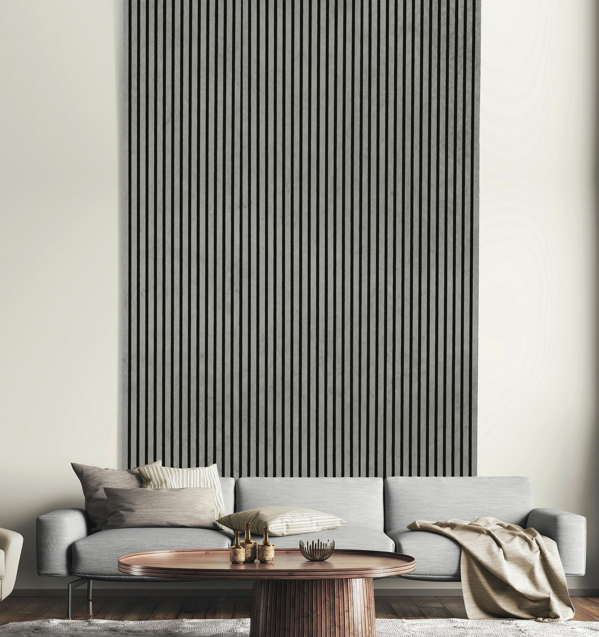AKUSTIKPANEEL Beton foliert 57.25/1.9/119 cm  - Grau, KONVENTIONELL, Holzwerkstoff/Textil (57.25/1.9/119cm)