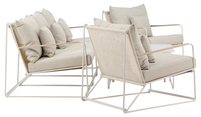 LOUNGEGRUPP 5 delar  - beige/naturfärgad, Klassisk, metall/textil