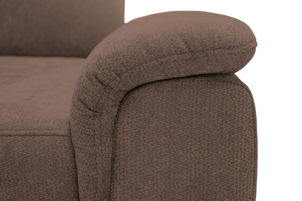 ECKSOFA Dunkelbraun Chenille Bettkasten, Schlaffunktion, Rücken echt, Kopfteilverstellung, Liegefläche im Originalstoff  - Dunkelbraun/Schwarz, KONVENTIONELL, Textil/Metall (206/265cm) - Carryhome