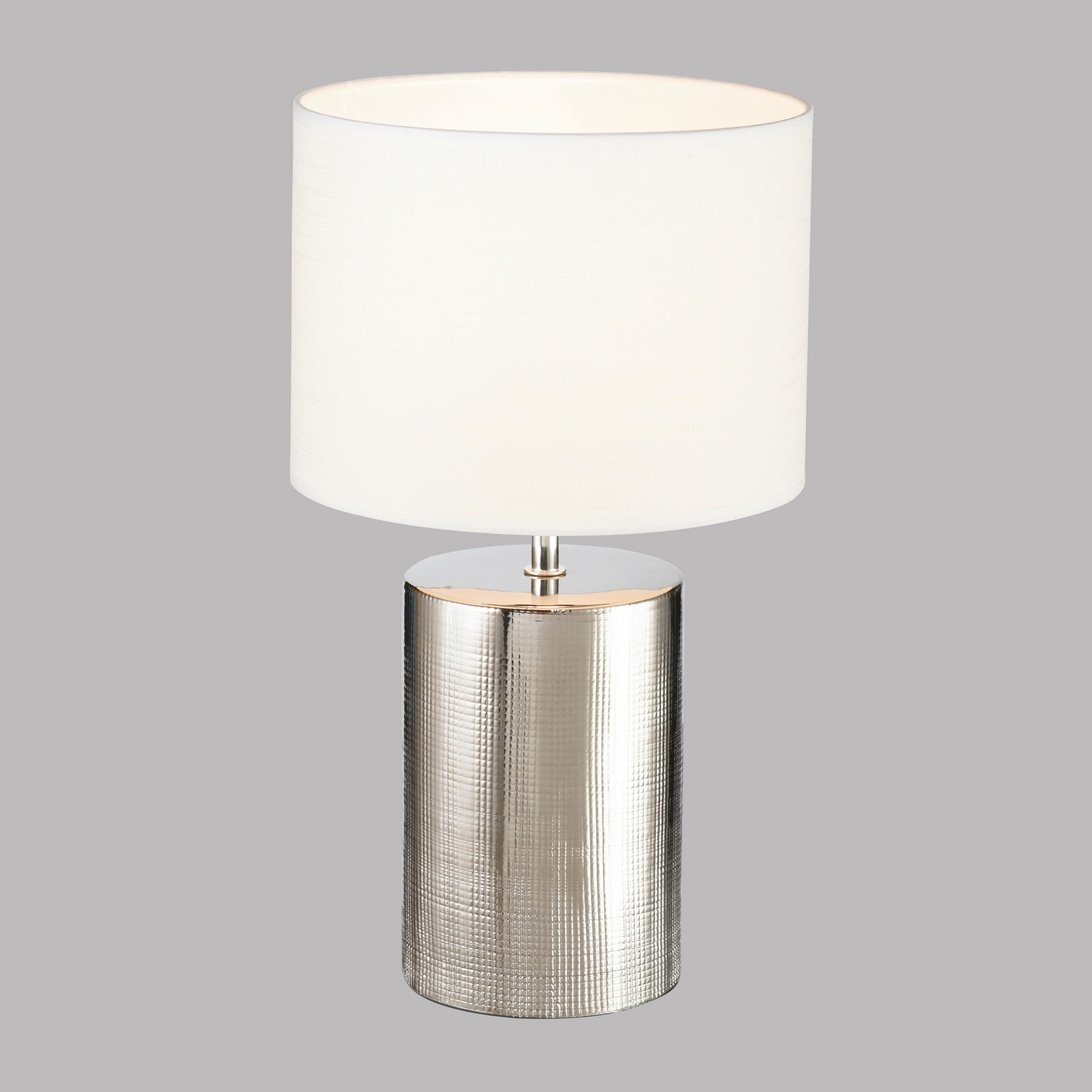 TISCHLEUCHTE 24/43 cm   - Silberfarben/Weiß, Design, Keramik/Textil (24/43cm) - Fischer & Honsel