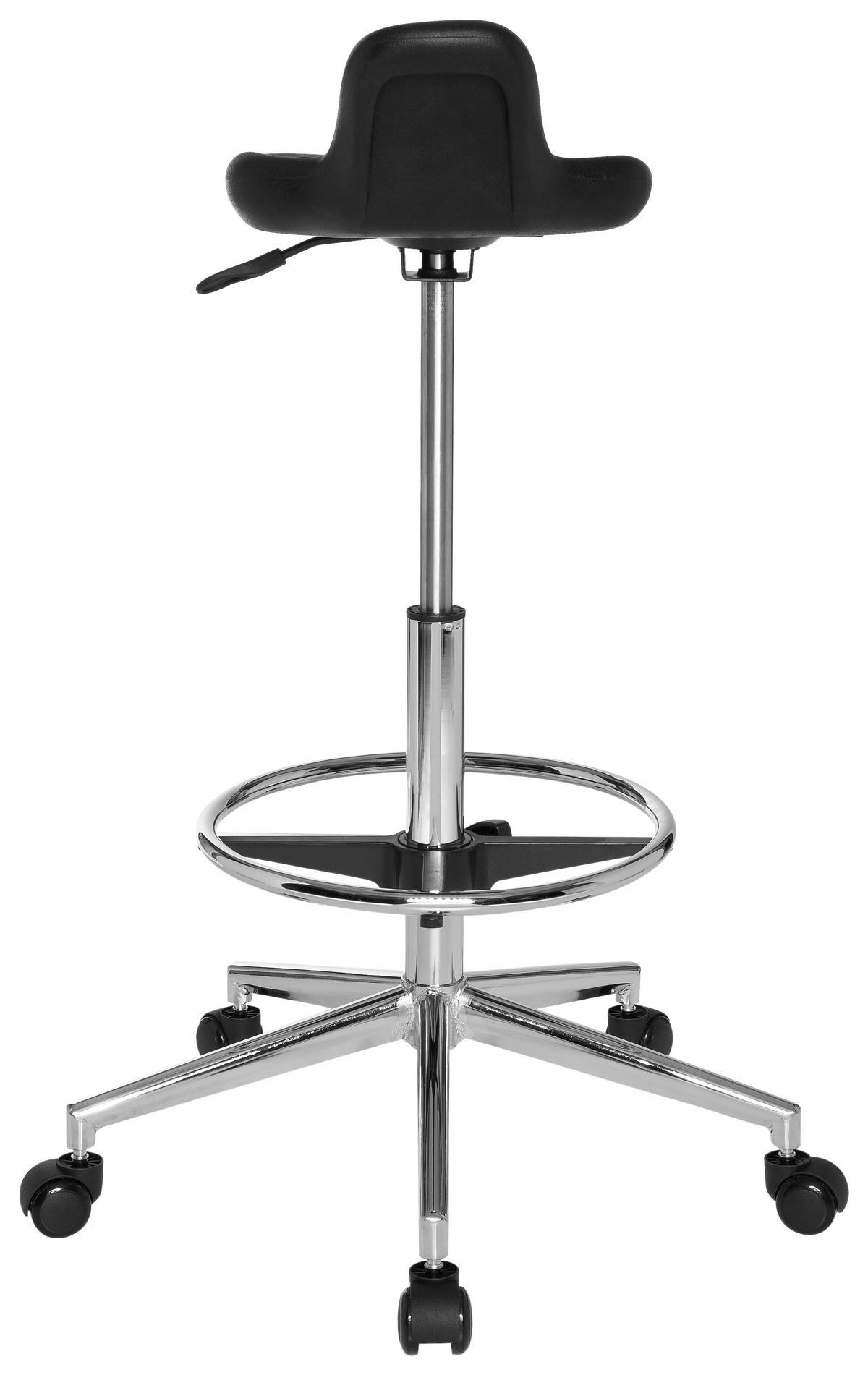 BÜROHOCKER 32/74/35 cm  - Chromfarben/Schwarz, MODERN, Kunststoff/Metall (32/74/35cm) - MID.YOU
