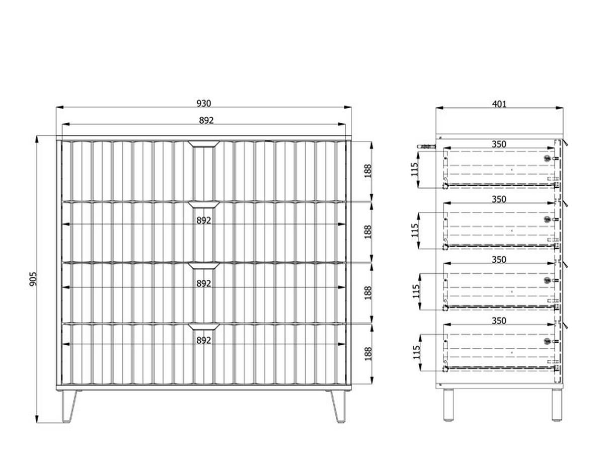 KOMÓD 93/90/40 cm  - fekete/fehér, Basics, faalapú anyag/fém (93/90/40cm) - Xora