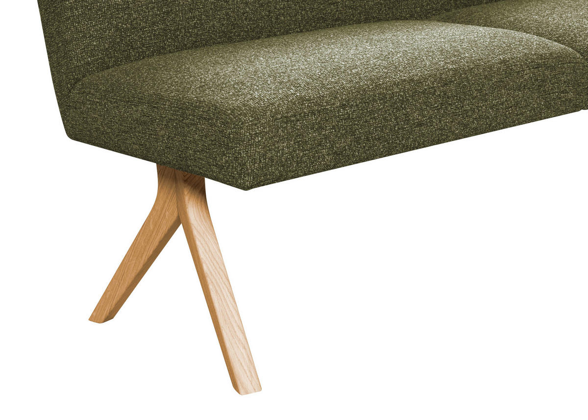 SITZBANK 160/85/69 cm Webstoff Grün Eiche vollmassiv  - Eichefarben/Grün, KONVENTIONELL, Holz/Textil (160/85/69cm) - Linea Natura