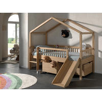 HAUSBETT Absturzsicherung, Leiter, Rutsche, Rollrost, Bettschublade 90/200 cm  - Eichefarben/Naturfarben, MODERN, Holz (90/200cm) - MID.YOU