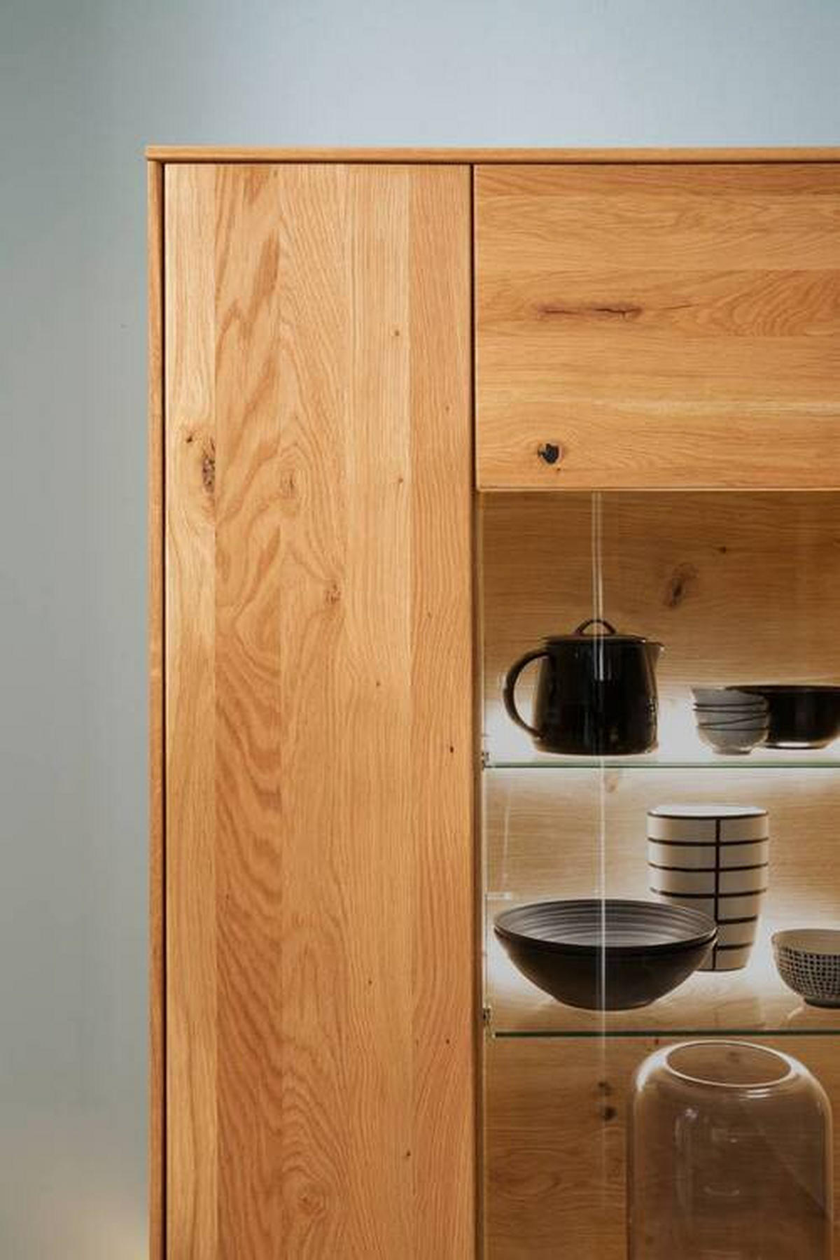 VITRINE in furniert, massiv Wildeiche Wildeiche  - Wildeiche/Anthrazit, Natur, Glas/Holz (83/202/38cm) - MID.YOU