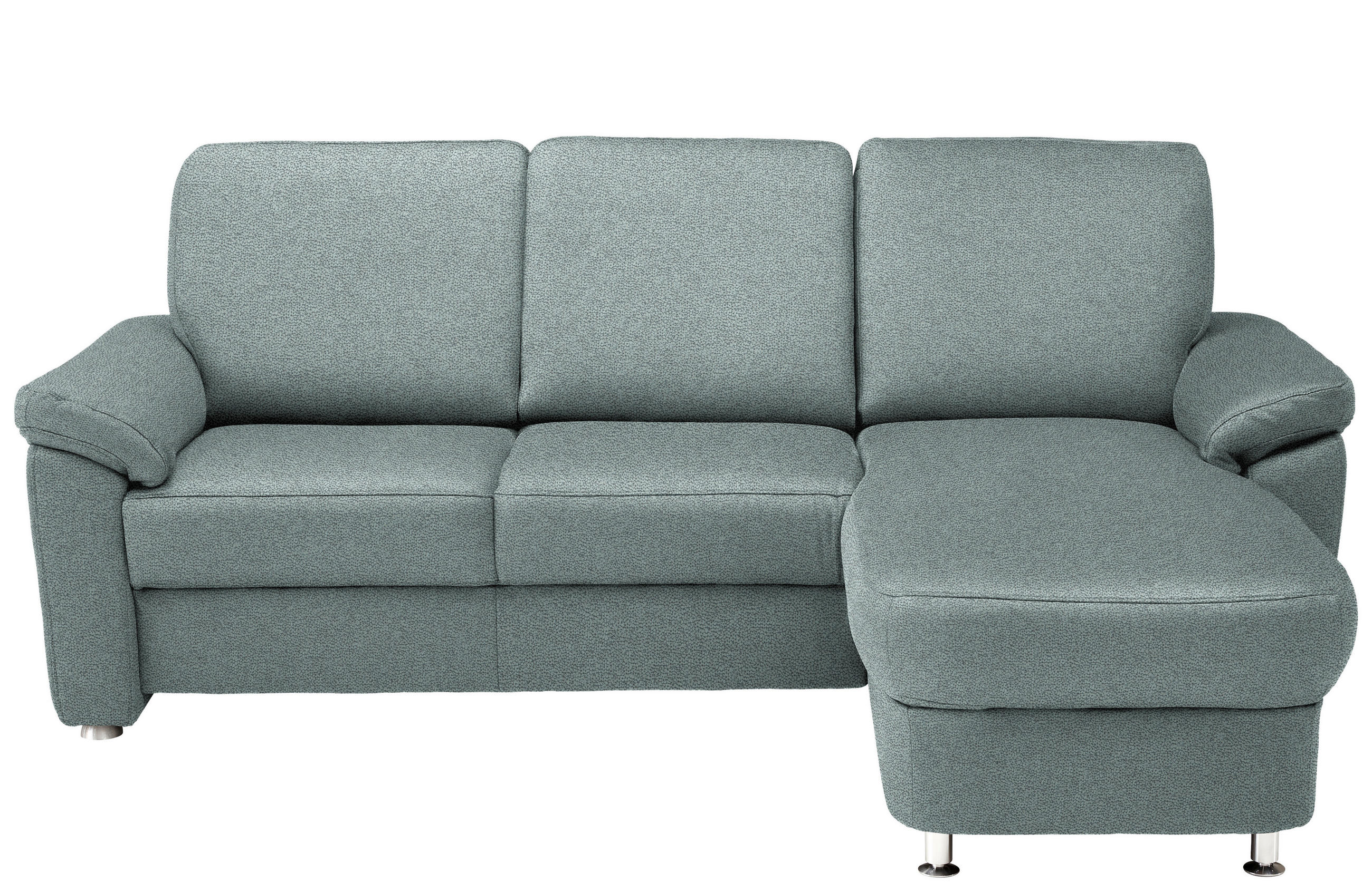 ECKSOFA in Webstoff Salbeigrün  220/163 cm  - Chromfarben/Salbeigrün, KONVENTIONELL, Textil/Metall (220/163cm) - Beldomo System