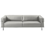 3-SITZER-SOFA in Echtleder Hellgrau  - Chromfarben/Hellgrau, Design, Leder/Metall (236/67/96cm) - Johann Jakob
