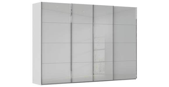 SCHWEBETÜRENSCHRANK  in Seidengrau  - Chromfarben/Seidengrau, Design, Glas/Holzwerkstoff (316/223/68cm) - Novel