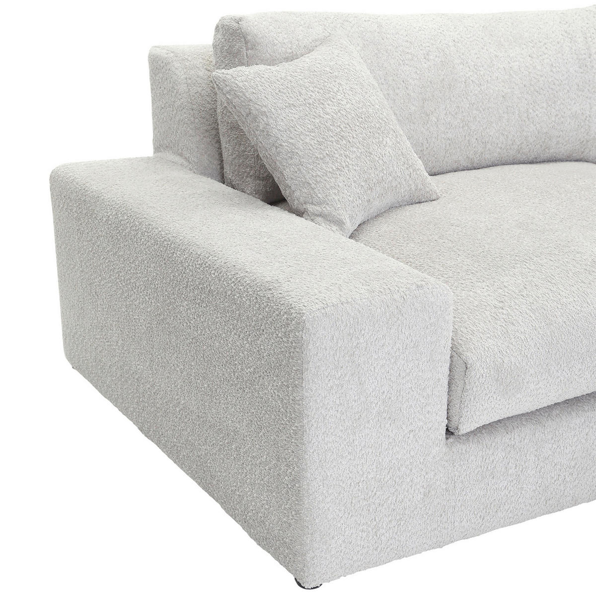 ECKSOFA  Greige Bouclé  - Greige/Schwarz, MODERN, Kunststoff/Textil (255/255cm) - Landscape