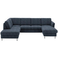 WOHNLANDSCHAFT in Flachgewebe Dunkelblau  - Chromfarben/Dunkelblau, Konventionell, Textil/Metall (200/305/168cm) - Beldomo System