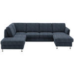 WOHNLANDSCHAFT in Flachgewebe Dunkelblau  - Chromfarben/Dunkelblau, KONVENTIONELL, Textil/Metall (200/305/168cm) - Voleo