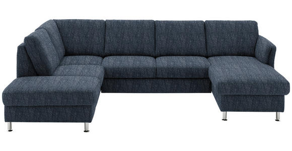 WOHNLANDSCHAFT in Flachgewebe Dunkelblau - Chromfarben/Dunkelblau, KONVENTIONELL, Textil/Metall (200/305/168cm) - Voleo