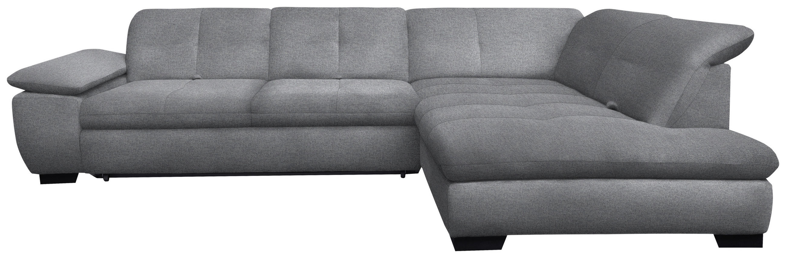ECKSOFA in Flachgewebe Grau  - Schwarz/Grau, Design, Textil/Metall (313/242cm) - Xora