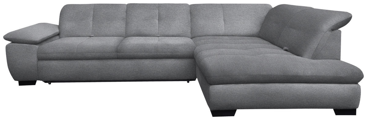 ECKSOFA in Flachgewebe Grau  313/242 cm  - Schwarz/Grau, Design, Textil/Metall (313/242cm) - Xora
