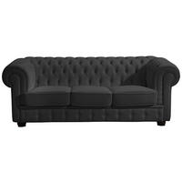 CHESTERFIELD-DREISITZER-SOFA in Echtleder Schwarz  - Nussbaumfarben/Schwarz, Design, Leder/Holz (200/76/98cm) - Max Winzer