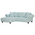 ECKSOFA  in Plüsch Mintgrün Zierkissen, Rückenkissen, Rücken echt  190/288 cm  - Dunkelbraun/Mintgrün, KONVENTIONELL, Holz/Textil (190/288cm) - Carryhome