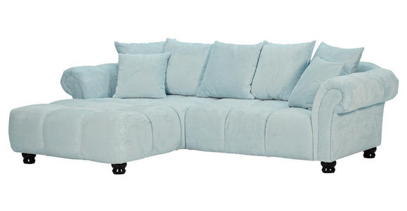 ECKSOFA  in Plüsch Mintgrün Zierkissen, Rückenkissen, Rücken echt  190/288 cm  - Dunkelbraun/Mintgrün, KONVENTIONELL, Holz/Textil (190/288cm) - Carryhome