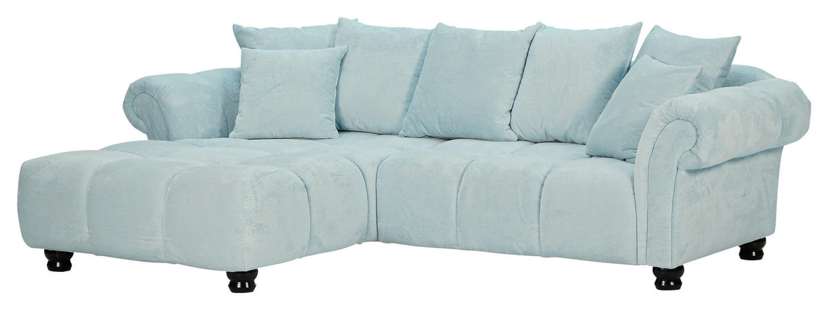 ECKSOFA Mintgrün Plüsch  - Dunkelbraun/Mintgrün, KONVENTIONELL, Holz/Textil (190/288cm) - Carryhome