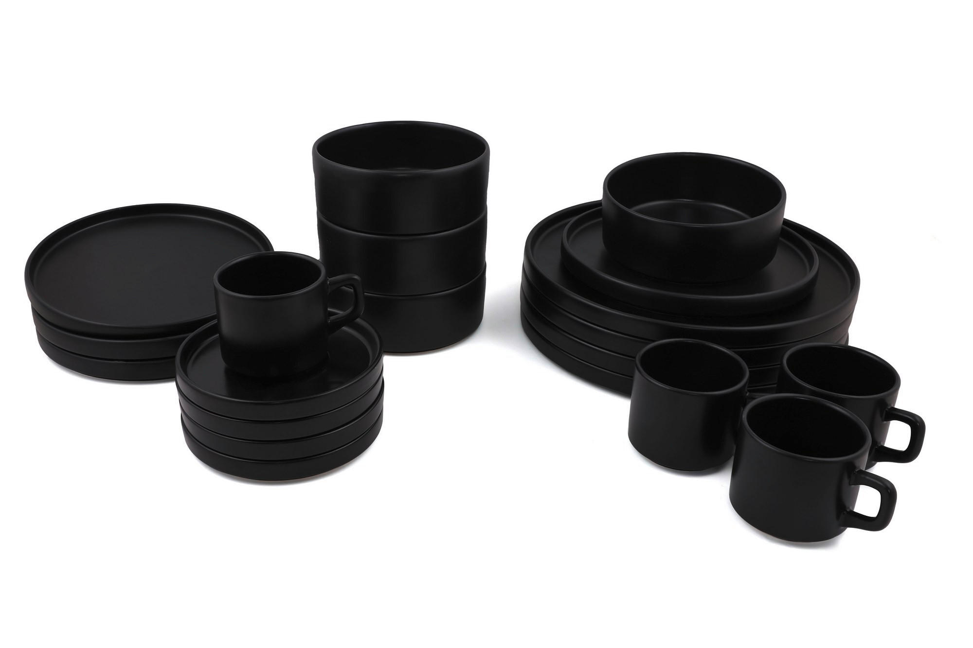 KOMBISERVICE Schwarz 20-teilig 4 Personen  - Schwarz, Basics, Keramik - P & B