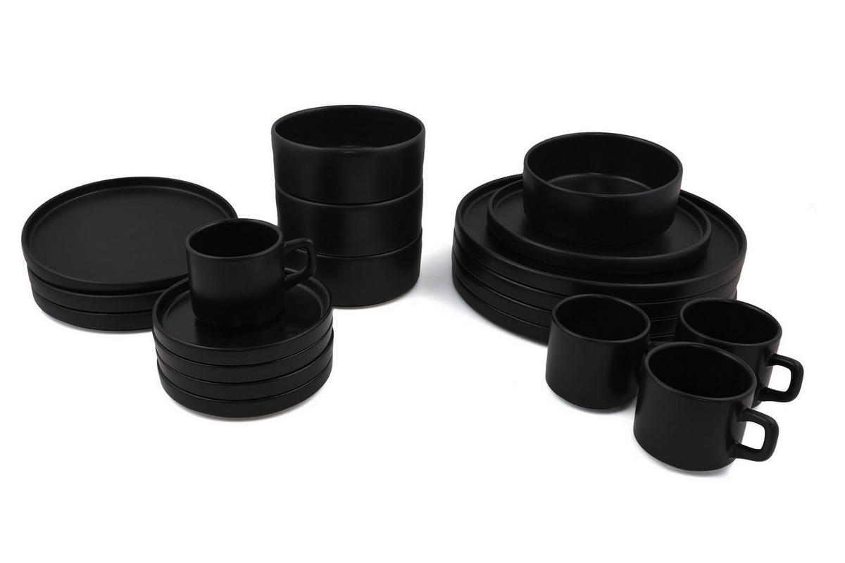 KOMBISERVICE Schwarz 20-teilig 4 Personen  - Schwarz, Basics, Keramik - P & B