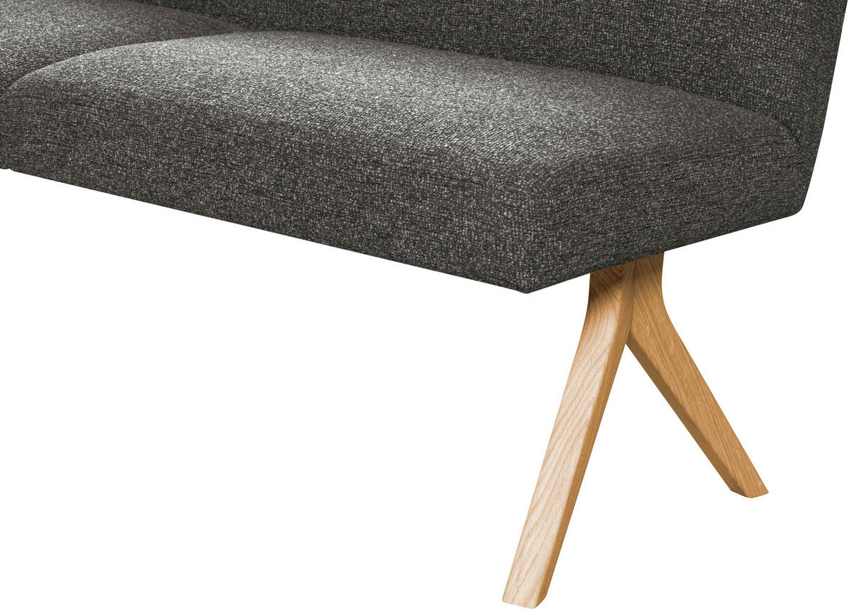 ECKBANK 218/172 cm Webstoff Dunkelgrau Eiche vollmassiv   - Eichefarben/Dunkelgrau, KONVENTIONELL, Holz/Textil (218/172cm) - Linea Natura