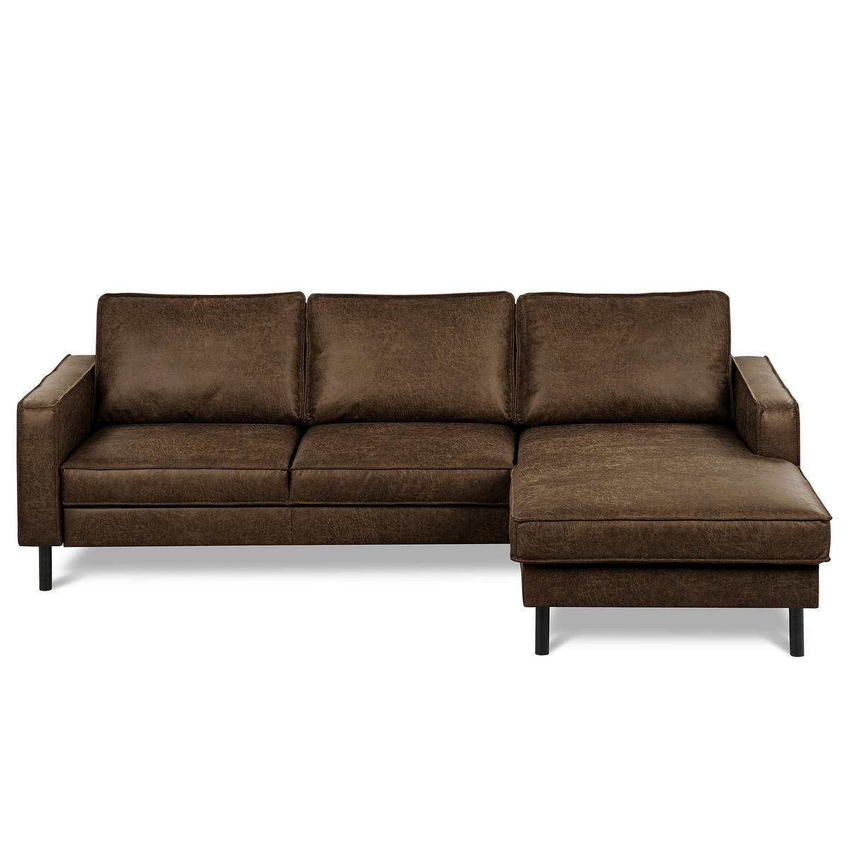 ECKSOFA Dunkelbraun Echtleder Lederlook Bettkasten, Schlaffunktion, Rücken echt  - Dunkelbraun/Schwarz, Design, Leder/Textil (166/238cm) - Livetastic